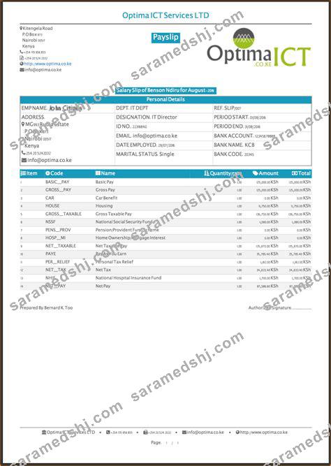 INDIA OPTIMA ICT Services LTD payslip in Word and PDF formats